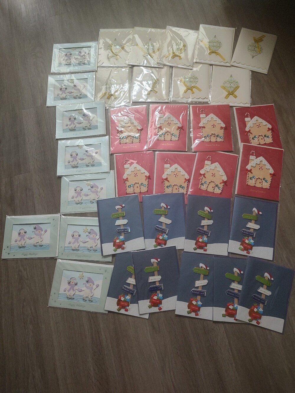 34 New Burgoyne Holiday Greeting Card Pack - Assorted Blue, Pink, Cream Designs